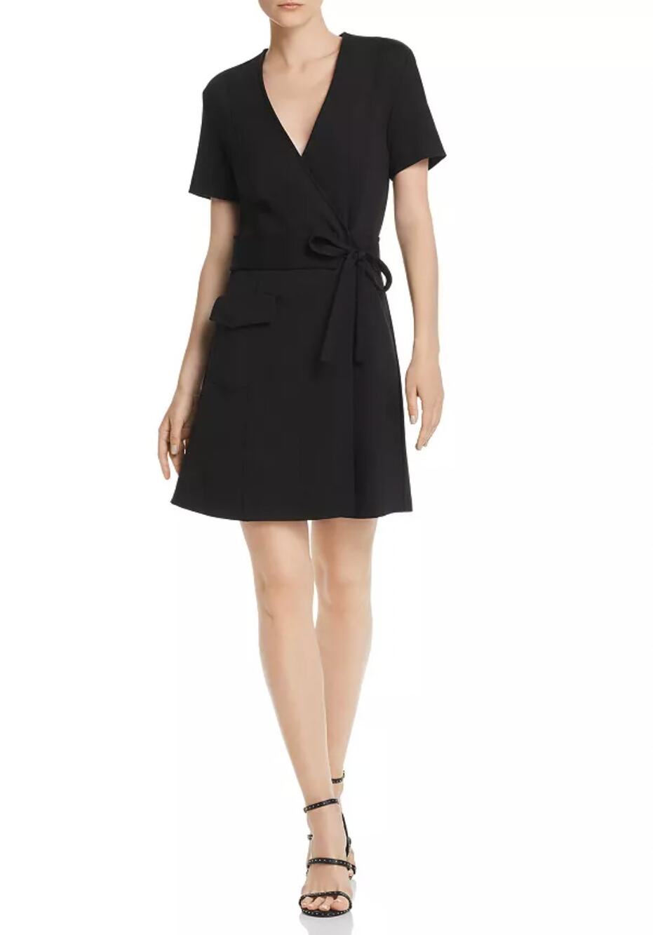 Joie Goldwin Short-Sleeve Belted Waist Cinch Wrap Dress Large